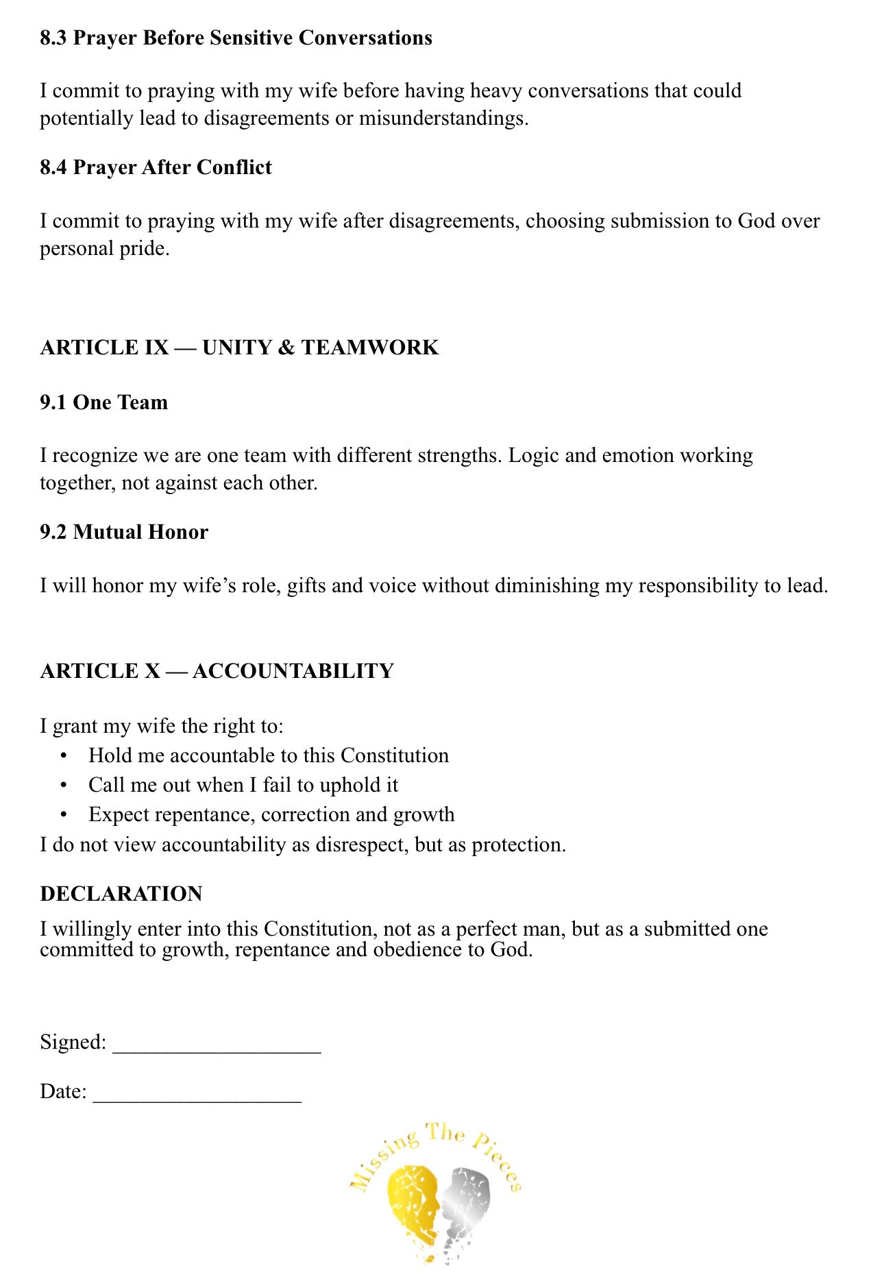 The Husband Constitution
A Covenant of Biblical Leadership, Vision, and Accountability